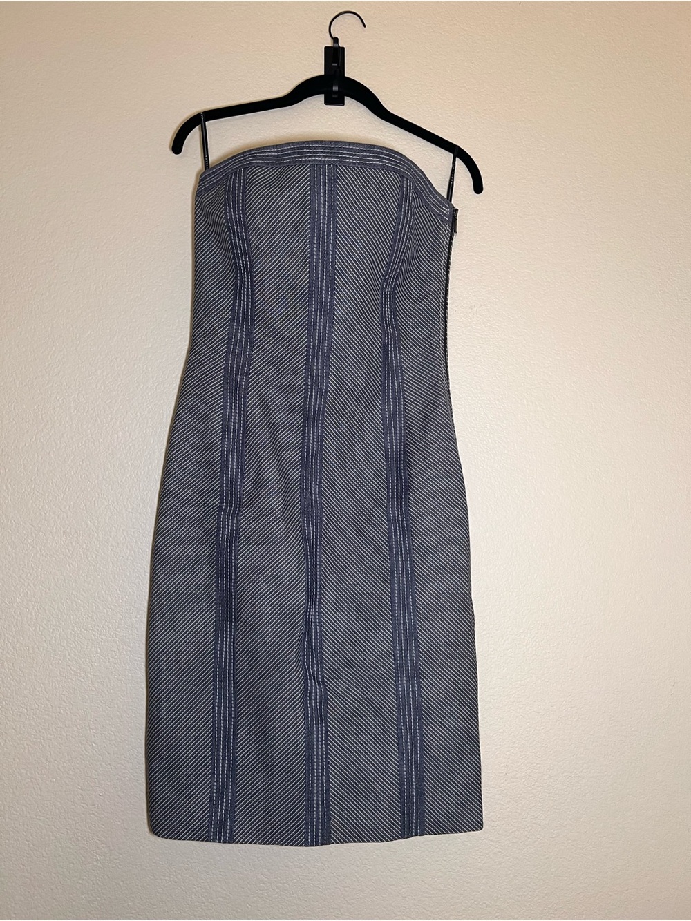 Karen Millen Strapless Denim Patterned Sheath Dress